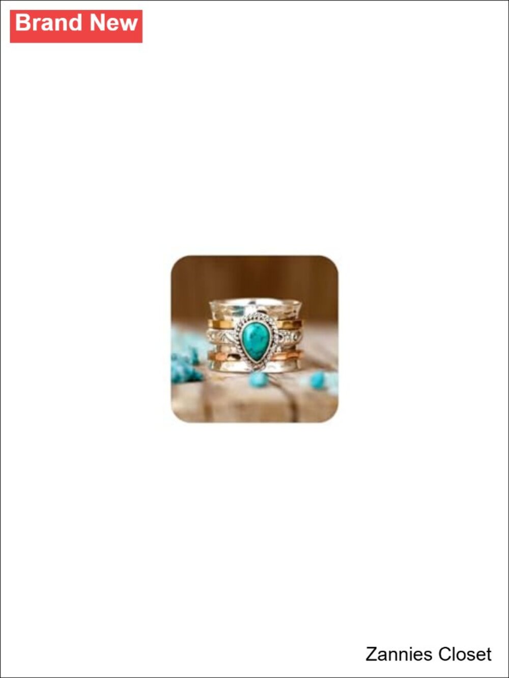 💍 Vintage Sterling Silver Turquoise Bohemian Statement Ring Sz 9